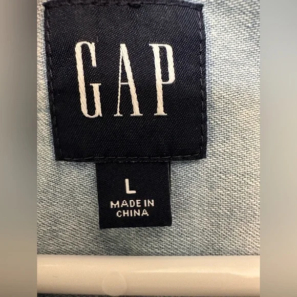 GAP Blue Midi Dress with Puff Sleeves and Mandarin Collar - Picture 7 of 9